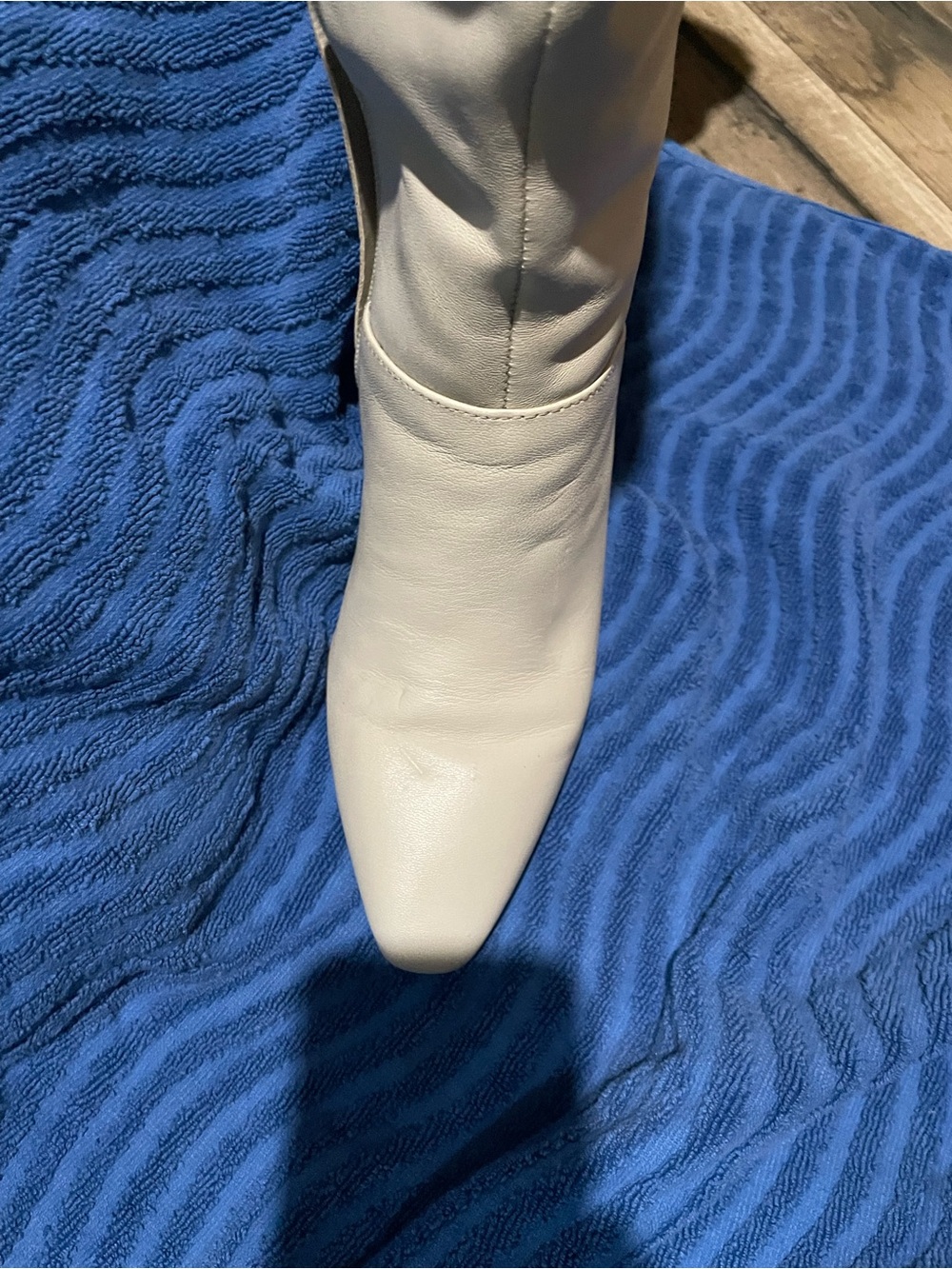 Slouchy Knee-High Heeled Boots in Ivory - Picture 3 of 7